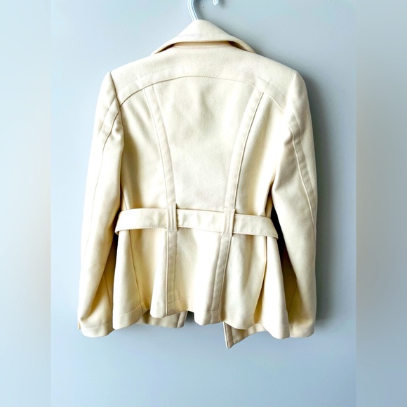 United Colors of Benetton Cream Wool Pea Coat - Picture 3 of 4